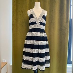 Kate Spade Black and White Lace Stiped Dress